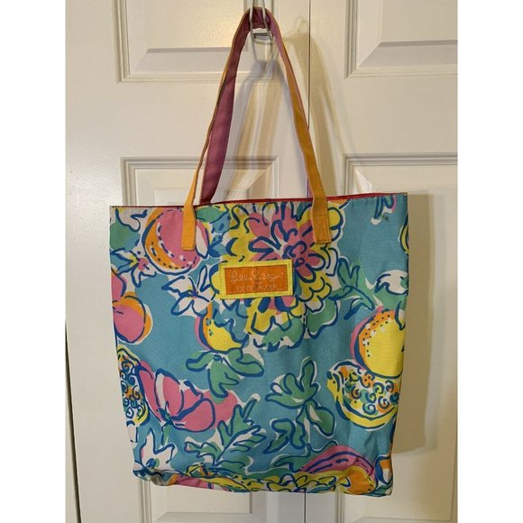 Lilly Pulitzer For Estee Lauder Collab Floral Print Shoulder Tote Shopping Bag - Picture 4 of 10